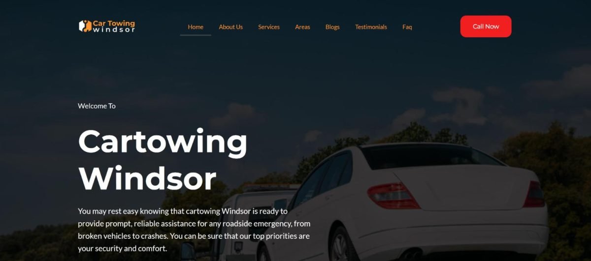 Car Towing Windsor landing page, designed by Mohib Ullah