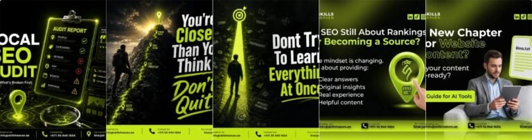 Branded Skills Heaven Instagram posts created for social media content